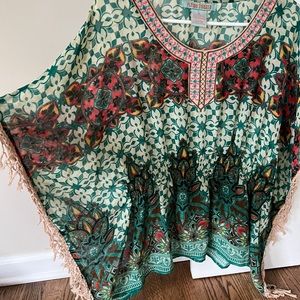 Colorful embroidered boho top - women’s small